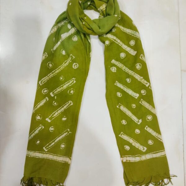 Batik Printed Polycotton Women Green Stole