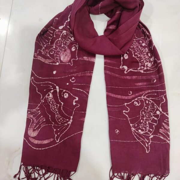 Batik Printed Polycotton Women Red Stole